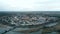 Aerial view of Polish town of Slubice and the Oder river on Germany and Poland border