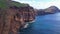 Aerial view of Ponta de Sao Lourenco, Madeira island. Rocks in the ocean
