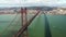 Aerial view Ponte 25 de Abril bridge in Lisbon