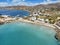 Aerial view of the popular and beautiful Agathopes beach, Syros island