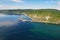 Aerial view of the port of Baikal. Lake Baikal in summer