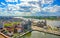 Aerial view of the port and docks in Antwerp, Belgium