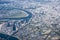 Aerial view Port Dusseldorf on River Rhine