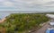 Aerial view on the port entrance in Swinoujscie coastal city, Poland