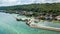 Aerial view of port with many wrecked ships