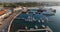 Aerial view of the port and marina in Pathos, Cyprus.