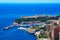 Aerial view of the port of Monaco, and the Rocher