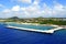 Aerial view of the port and pier along St Anna Bay in Willemstad, Curacao