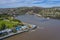 Aerial view of a port at Tamar river in Launceston, Australia