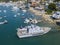 Aerial view of the port of Vibo Marina, Calabria, Italy. Guardia di Finanza boat