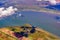 Aerial view of Portneuf and LotbiniÃ¨re area, St Lawrence River with fall color