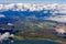 Aerial view of Portneuf St Lawrence River with fall color