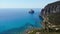 Aerial view, porto flavia and pan di zucchero, Sardinia, Italy