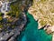 Aerial view of Porto limnionas beach in Zakynthos Zante islan