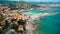 Aerial view of Porto Maurizio on the Italian Riviera in the province of Imperia, Liguria, Italy