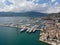 Aerial view of Porto Montenegro. Yachts in the sea port of Tivat city. Kotor bay, Adriatic sea. Famous travel destination