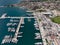 Aerial view of Porto Montenegro. Yachts in the sea port of Tivat city. Kotor bay, Adriatic sea. Famous travel destination