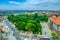 Aerial view of Porto Oporto city historical centre with Cordoaria Garden, University of Porto Universidade