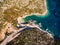 Aerial view of Porto Vromi beach in Zakynthos Zante island, i