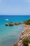 Aerial view of Porto Zorro Azzurro beach in Zakynthos Zante