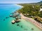 Aerial view of Porto Zorro Azzurro beach in Zakynthos Zante