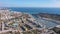 Aerial view portuguese fishing tourist town Albufuira with creative architecture. urban streets. Portugal Algarve.