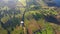 Aerial view of portuguese spanish natural landscape of mountains and fields with water tank.