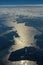 Aerial view of the Potomac River as it flows into the Chesapeake by under the Harry Nice Bridge