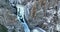 Aerial view of Poudre River canyon with a highway tunnel