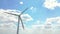 Aerial view of powerful Wind turbine farm for energy production on beautiful cloudy sky at highland. Wind power turbines