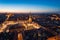 Aerial view on Poznan main square and old city at evening.