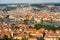 Aerial view of Prague Czech Republic from Petrin Hill observation Tower.