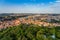 Aerial view of Prague Czech Republic from Petrin Hill observation Tower.