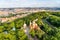 Aerial view of Prague Czech Republic from Petrin Hill observation Tower.