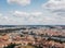 Aerial view of Prague rooftops and skyline from Petrin Observation Tower, Prague, Czech Republic