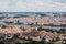 Aerial view of Prague rooftops and skyline from Petrin Observation Tower, Prague, Czech Republic