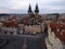 aerial view of prague\\\'s old town, czec - Church of Our Lady before Týn in the center