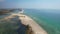 Aerial view of Praia da Fabrica, also known as Praia de Cacela Velha beach, a sandy barrier island at the mouth of the Ria Formosa