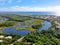Aerial view of Praia do Forte, Bahia, Brazil coastline and tropical forest
