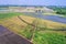 Aerial view preparation for rice paddy plantation