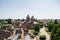 Aerial view of the Princely Court showing St. Friday Church in Targoviste, Dambovita, Romania.