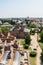 Aerial view of the Princely Court showing St. Friday Church in Targoviste, Dambovita, Romania - vertical