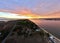 Aerial view of Princess Anne, Maryland with marshlands and waterways at sunset