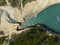 Aerial view of the promontory of Sidari in the northern part of the island of Corfu, Greece. Canal D`Amour cliffs