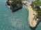 Aerial view of the promontory of Sidari in the northern part of the island of Corfu, Greece. Canal D`Amour cliffs