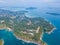 Aerial view of Promthep cape famous landmark of Phuket