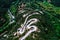 Aerial view of the provincial with many zigzag road in the Epirus Zagorohoria, Greece