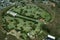 Aerial view of Punchbowl Cemetery or the National Memorial Cemetery of the Pacific