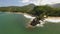 Aerial view of Pura Batu Bolong Hindu temple in Lombok, Indonesia, circle around