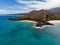 Aerial view at Puu Olai cinder cone and near by beaches